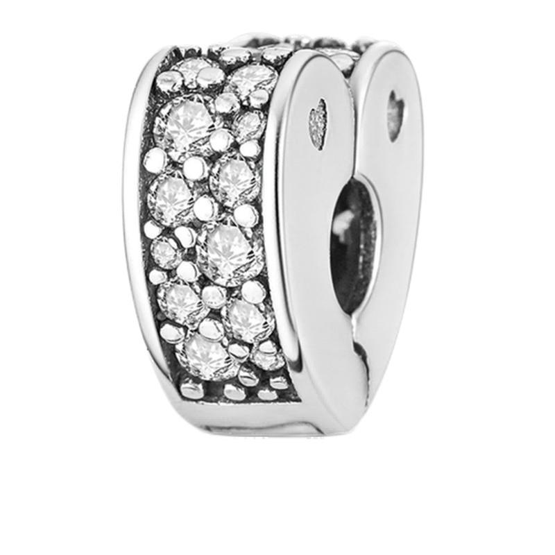 Clipe encantos caber pulseiras originais colorido zircão fivela s925 prata espumante contas redondas diy jóias fazendo acessório