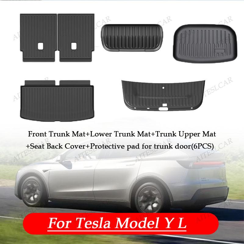 For Tesla Model Y L Whole TPE Floor Mats Four Seasons Waterproof Anti-Slip Mat Foot Pads Model YL Rear Trunk Mat Car Accessorie
