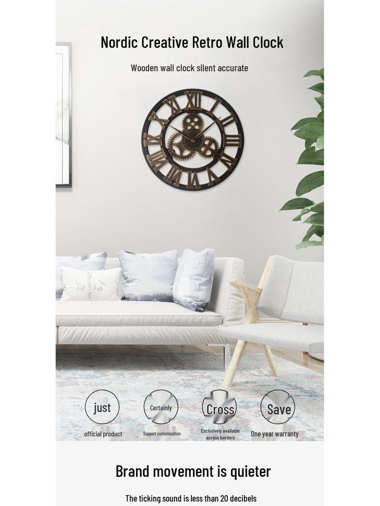 Fashionable Retro Gear Wall Clock - Creative Decorative Clock for Living Room