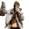 American Style Fluffy Patchwork Stand Collar Plus Velvet Casual Thickened Autumn/Winter Jacket