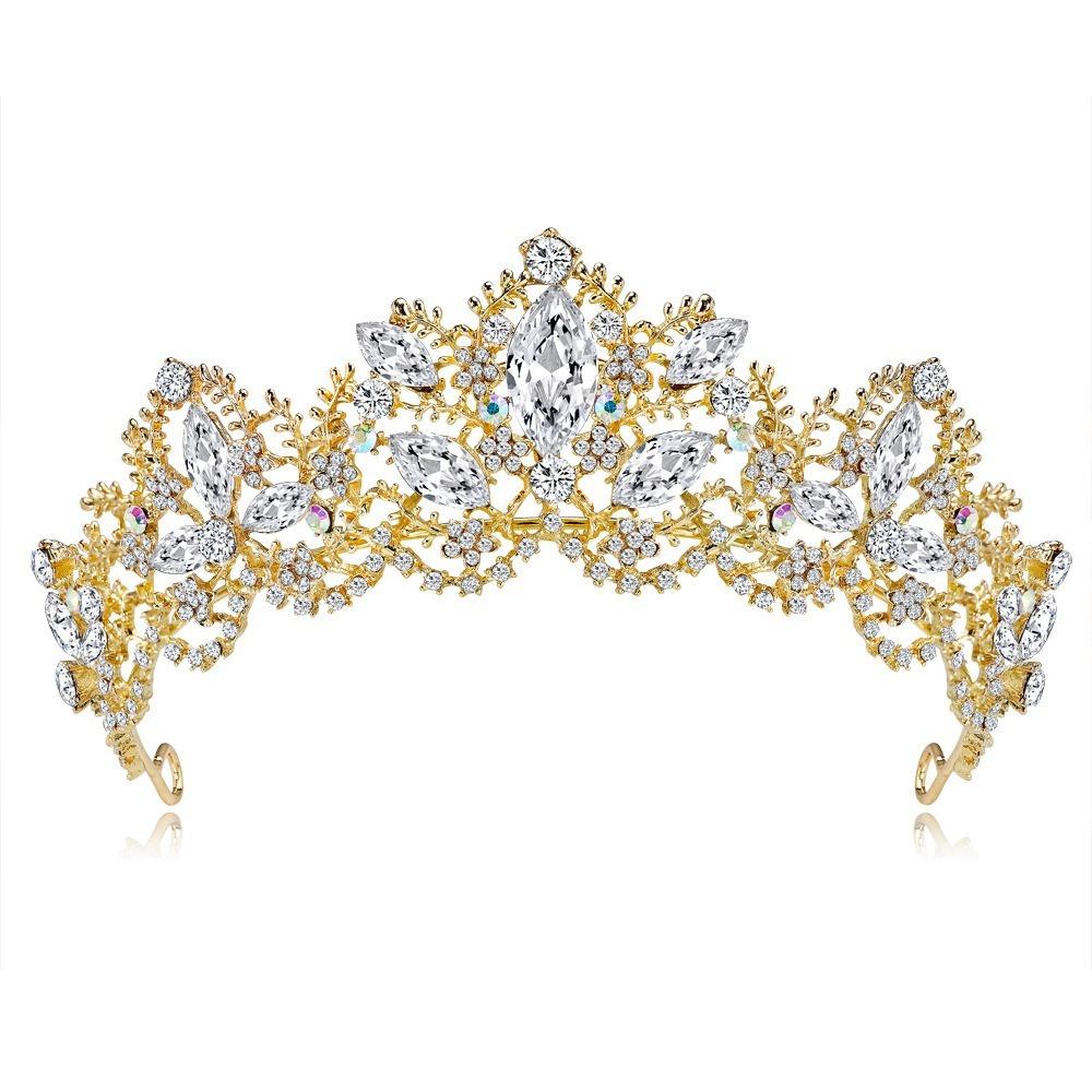 Sparkling Shiny Baroque Crown Dazzling Rhinestone Crown  Coming-of-age Ceremony