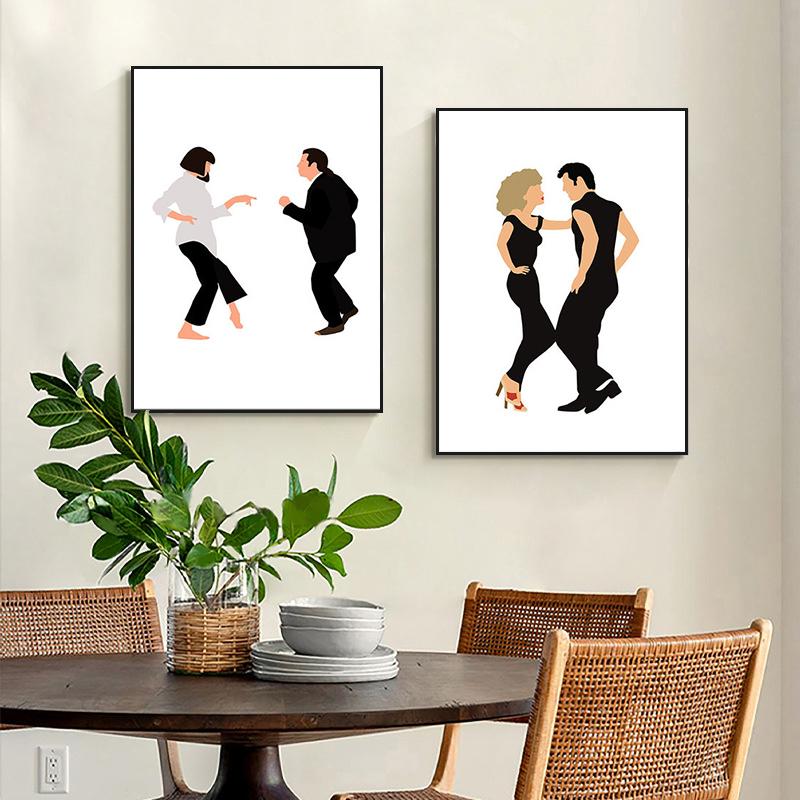 Classic Movie Poster Canvas Painting Abstract Minimalist Dancing Posters and Prints Wall Art Pictures for Living Room Home Decor