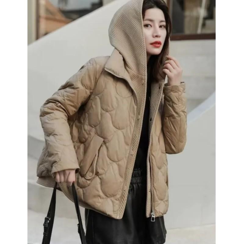 Women's Winter Knitted Hooded Warm Clothes Short Loose Thickened Bread Clothing