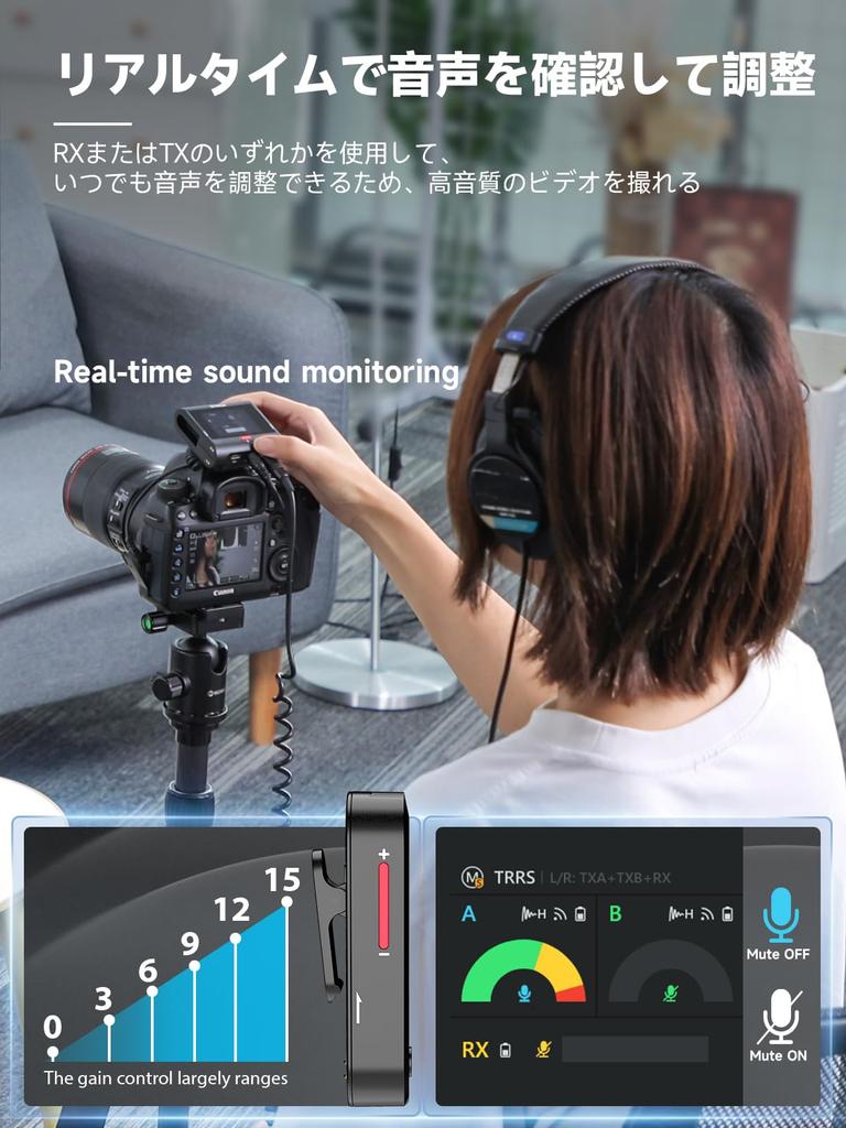 SYNCO G3PRO Wireless Lapel Microphone with Touchscreen, 3-Level Noise Cancellation, 250m Transmission Distance, Long Recording Time, Compatible with