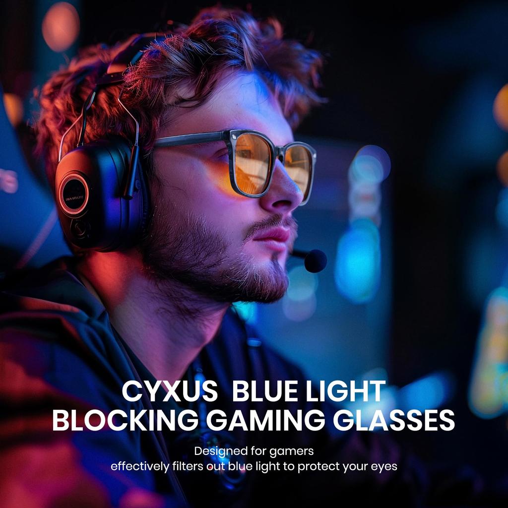 Blue Light Blocking Italian Style PC UV 8082Z01 [Cyxus] Glasses, Glasses, Glasses, Non-Prescription, Ultra-Lightweight, Protection, Stylish, Unisex,