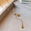 Sunflower Tiger Eye Stone Pendant Necklace - Stylish Snap-fastening Pullable Adjustable Sweater Chain