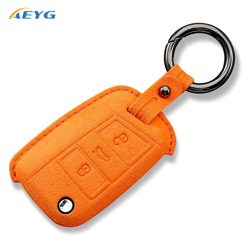 Leather Car Key Case Cover Shell Fob For Vw Volkswagen Golf 7 Mk7 Tiguan Mk2 For Seat Ateca Leon Fr 2 Ibiza Key Fob Accessories