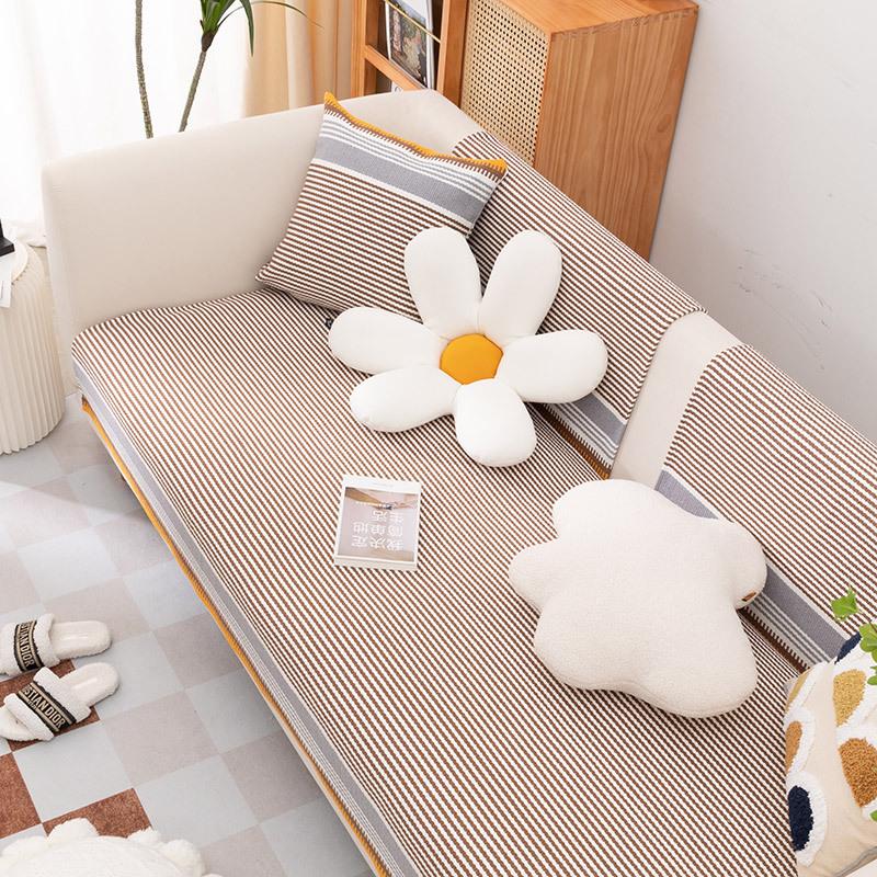 Japanese Cotton And Linen Woven Sofa Cushion Universal Fabric Non-Slip Seat Cushion Summer Simple Seat Cushion Sofa Cover Towel