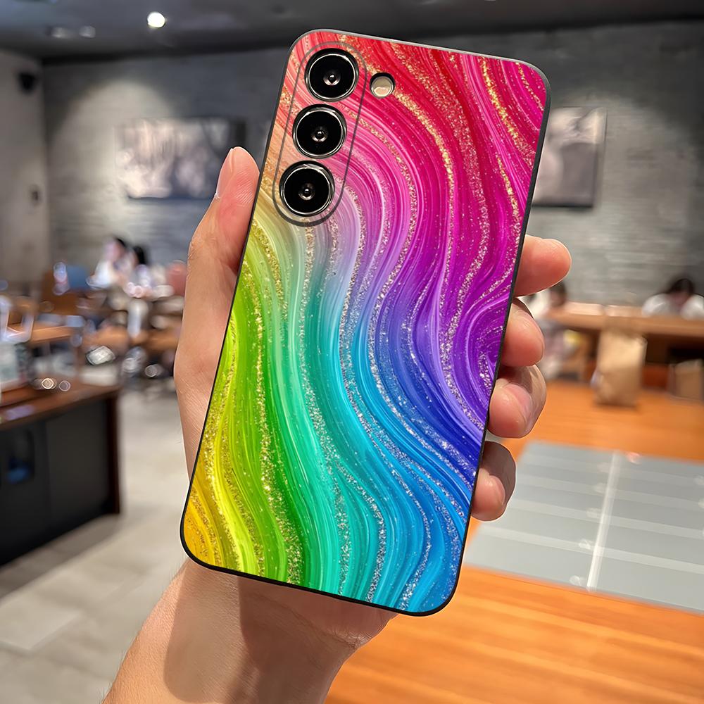 Capa de Celular Colorida com Listras Arco-Íris Para Samsung S26 S24 Ultra S25 S23 Fe S22 S20 S21 Plus A16 A54 A34 A53 Tampa Traseira