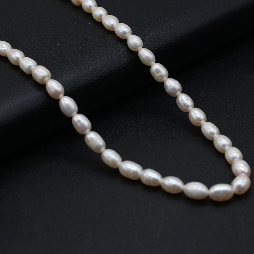 36cm Strand 5-6mm Natural Freshwater Rice Pearls Spacer Beads DIY Earring Necklace Bracelet Parts