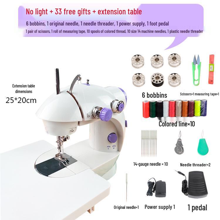 202 Electric Mini Desktop Sewing Machine with Micro Foot Pedal for Thick Fabrics