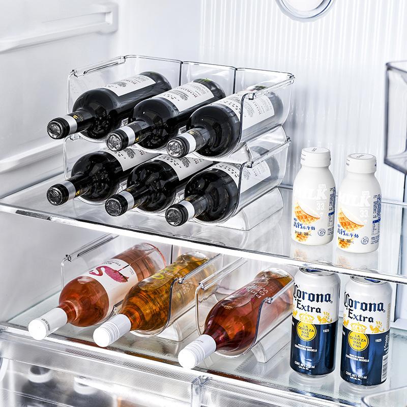 Einzeln/Doppelt/Dreifach Stapelbare Wasserflaschenhalter Küche Weinregal Ständer Organisationsregal Kühlschrank Aufbewahrungsbehälter