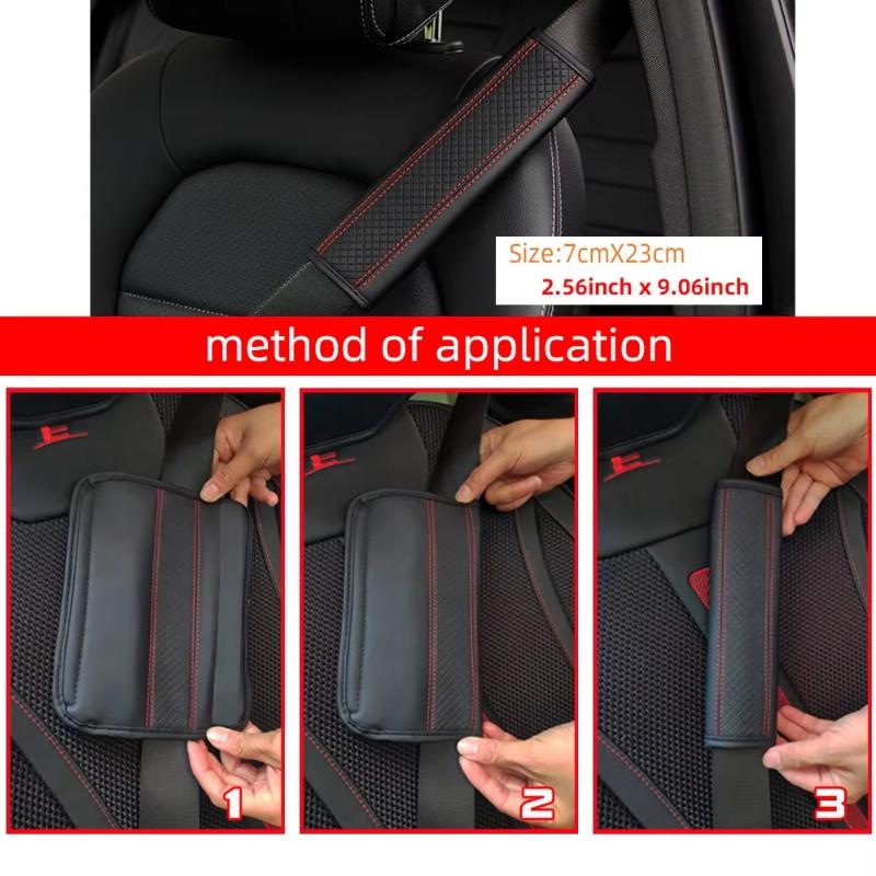 Embossed Fiber Leather Car Seat Belt Shoulder Strap Cover 1Pc Decompression Comfort Easy To Clean for Daily Use 1PCS