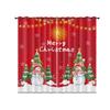 Set Of 2 Merry Christmas Snowman Print Red Curtains Multiple Sizes Living Room Insulation Easy Install Curtain Darkening Polyester Machine Washable