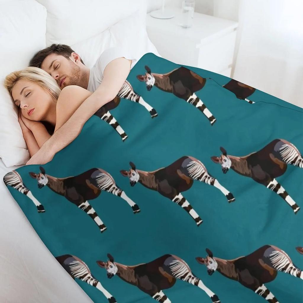 O is for Okapi Throw Blanket Anti Shedding Soft Fuzzy Blanket for Home