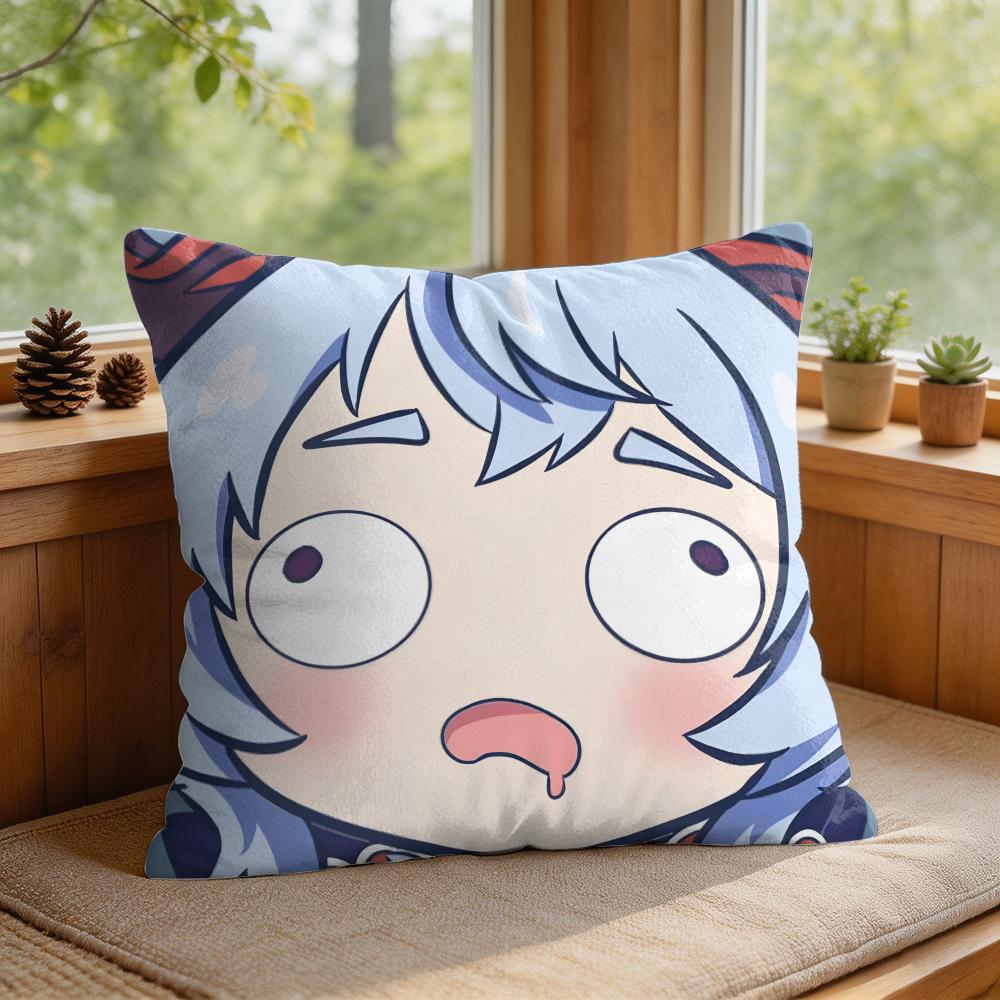 Ganyu Cute Genshin Impact Cushion Cover Square Short Plush Pillow Case Living Room Sofa Home Decor Funda X