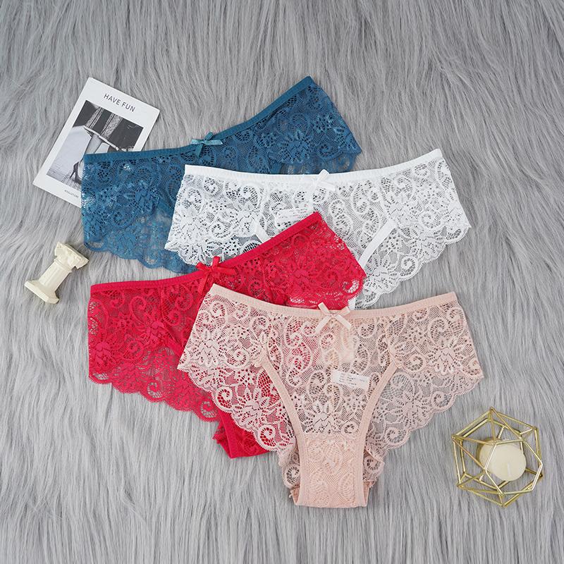 3PCS Frauen Unterwäsche Sexy Spitze Transparent Höschen Verlockend Hübsche Slips Niedrige Taille frauen Dessous Unterhose Dessous