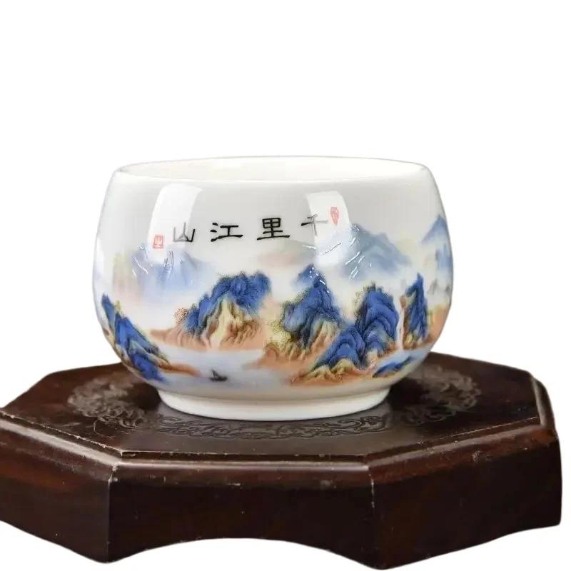 Exquisite Schafsfett-Jade-Weißporzellan-Teetasse, handgefertigte tragbare Keramik-Teetasse, d Teeset, persönliche Meistertasse