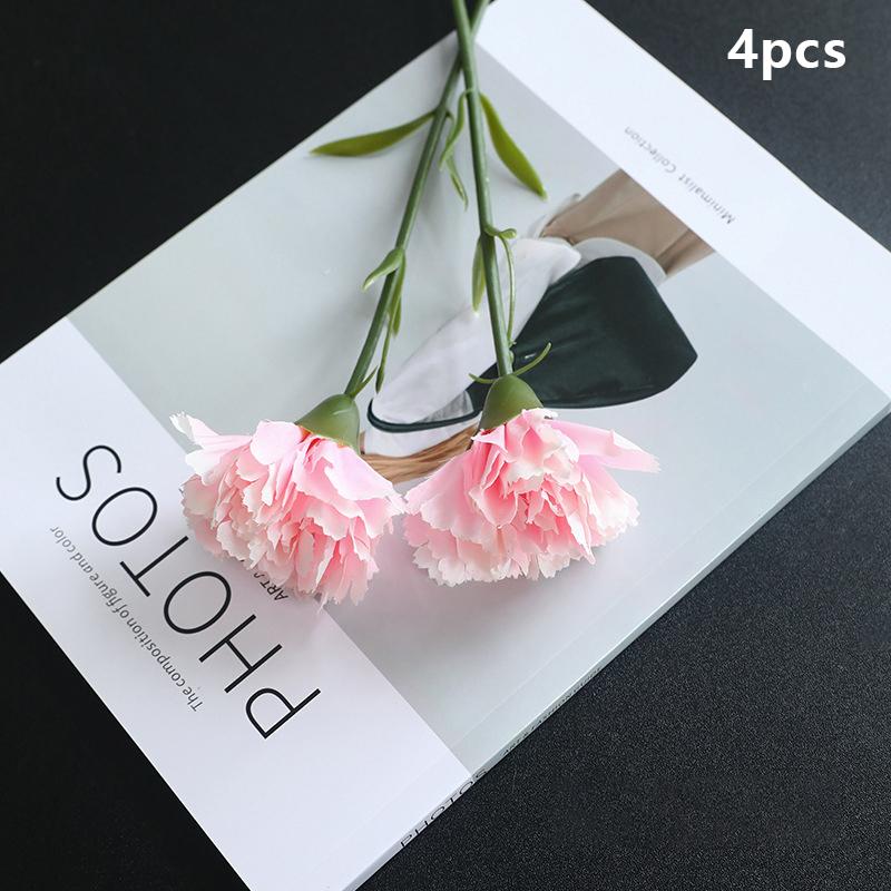 

4Pcs Artificial Carnations, Home Decor, Birthday Wedding Parties, Fake Flowers, Photo Accessories, Mother S Day Gifts Decoration
