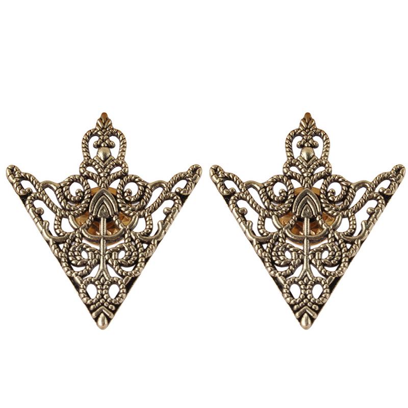 

Collar Button Vintage Triangle Shirt Collar Pin Men and Women Fashion Hollowed Out Brooch Collar Buckle Jewelry Accessories бронзовий
