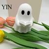 Halloween Party Supplies Mini Ghost Reading Book Ornament, 3D Printed Cute Little A Statue Figurine, Durable PLA Creative Statues for Bookshelves And