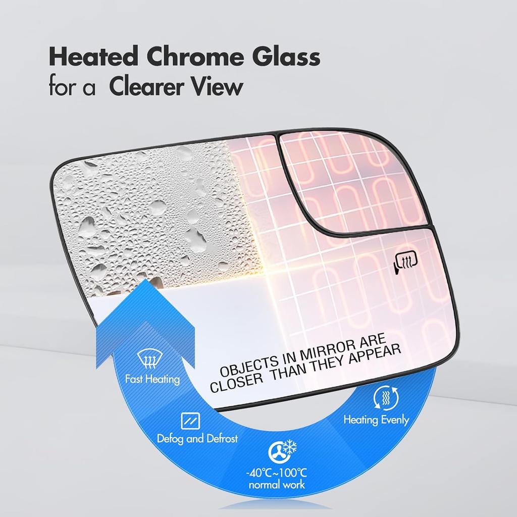 For Ford Explorer Passenger Side Mirror 2011 2012 2013 2014 2015 2016 2017 | SNEMEEY Right Heated View Mirror Glass Replacement with Backing Plate,