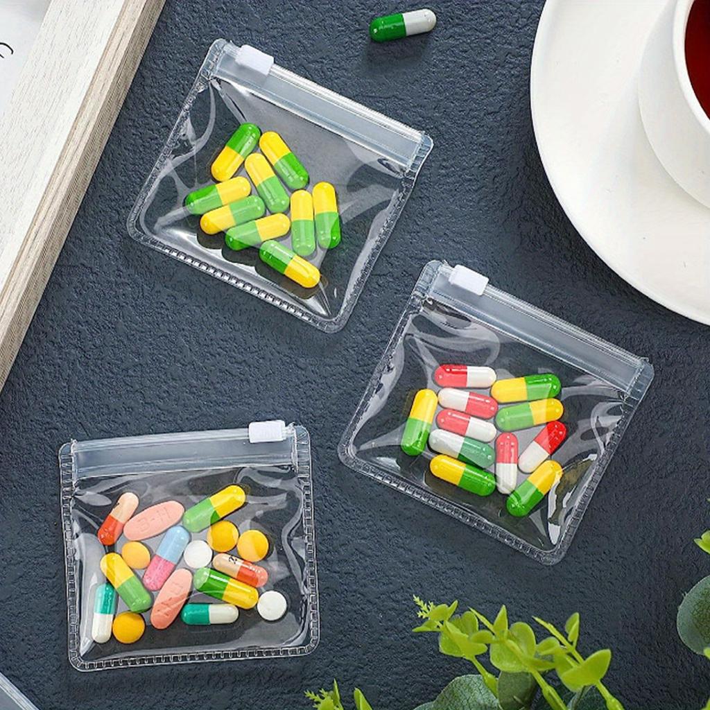 Jewelry Storage Bag Pill Pouch Bags Zippered Pill Pouch Reusable Clear Pill Bags Self Sealing Travel Medicine Organizer Storage