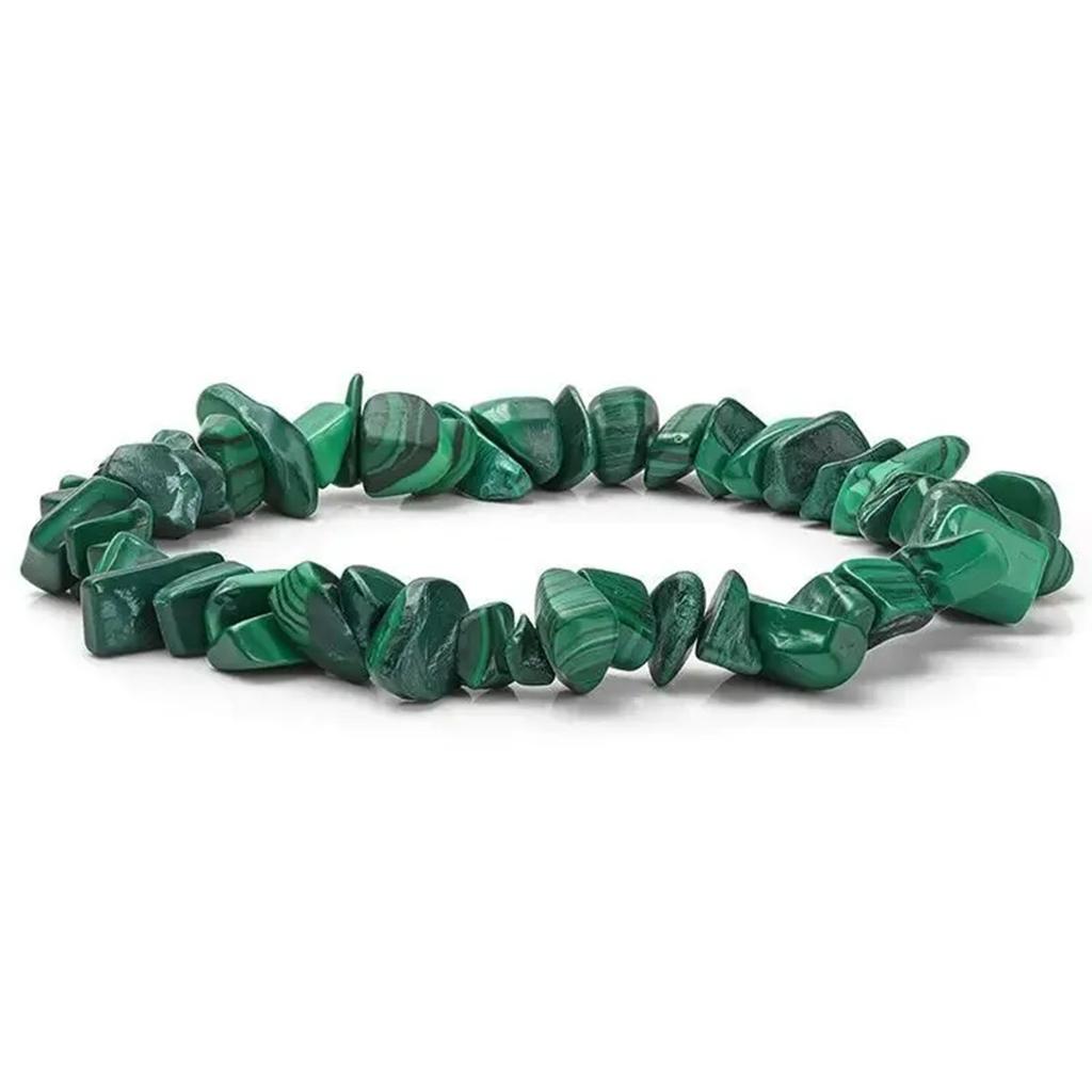 Pulsera de Cuentas de Chips de Malaquita Natural para Mujer