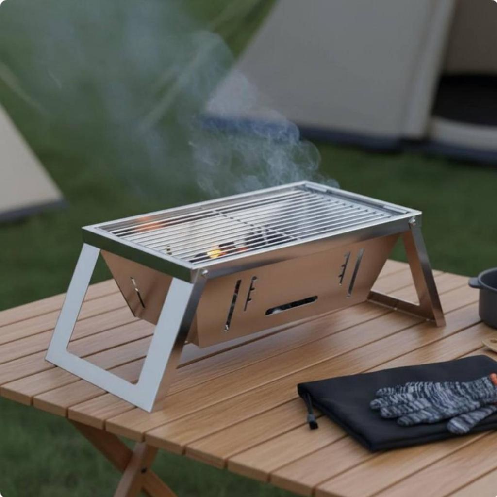 Portable Folding Ember-Fired Grill Foldable Folding Ember-Fired Instant Setup Compact Barbecue Rack for Campers, Picnic,