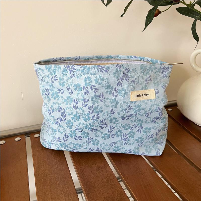 Pink Floral Makeup Bag: Women's Portable, Large Capacity, Small Size Travel Toiletry and Skincare Storage Bag