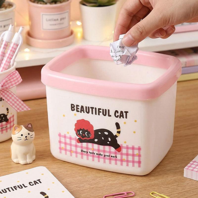 Exquisite Cartoon-style Cute Desktop Trash Can, Cute Storage Cylinder, Dormitory, Household, Office Use, Desk Stationery
