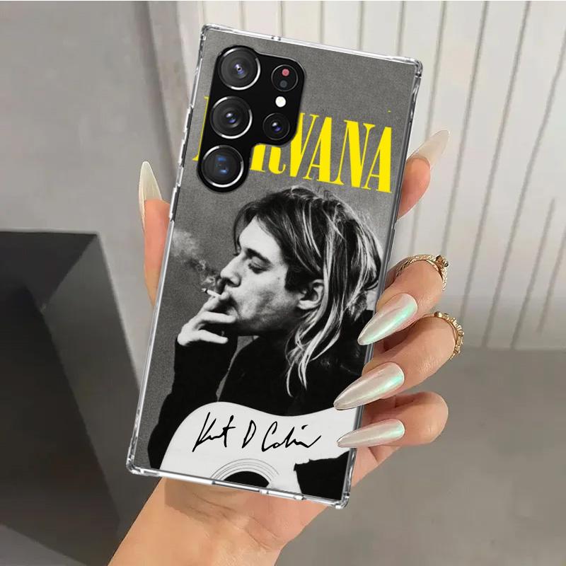 Retro Sänger Kurt Cobain Handyhülle für Samsung Galaxy S26 S24 S23 Ultra S25 Edge S22 S21 Plus S20 FE + Weiche Druckschale Funda G