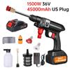 1500W Car Wash Gun Washer 4000mAh Foam Generator 30Bar Spray Nozzle High Pressure Cleaner for Auto Home Car Washing Machine