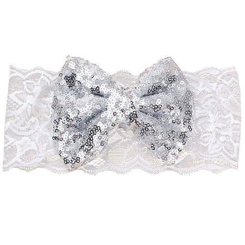 Barn Baby Girl Paljett Spets Bowknot Hårband Blinkande Turban Pannband Pannband