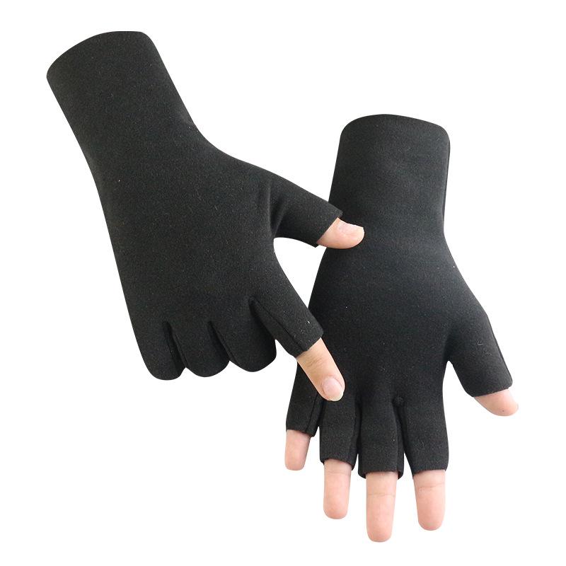 Student writing warm gloves autumn and winter half-finger gloves German velvet cationic men's and women's touch screen dew five-finger manicure