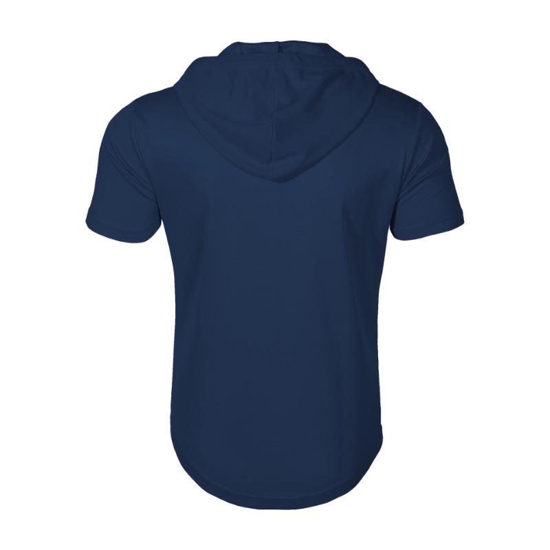 Summer New Men's Hooded Sports Fitness Versatile Casual Short Sleeved T Shirt