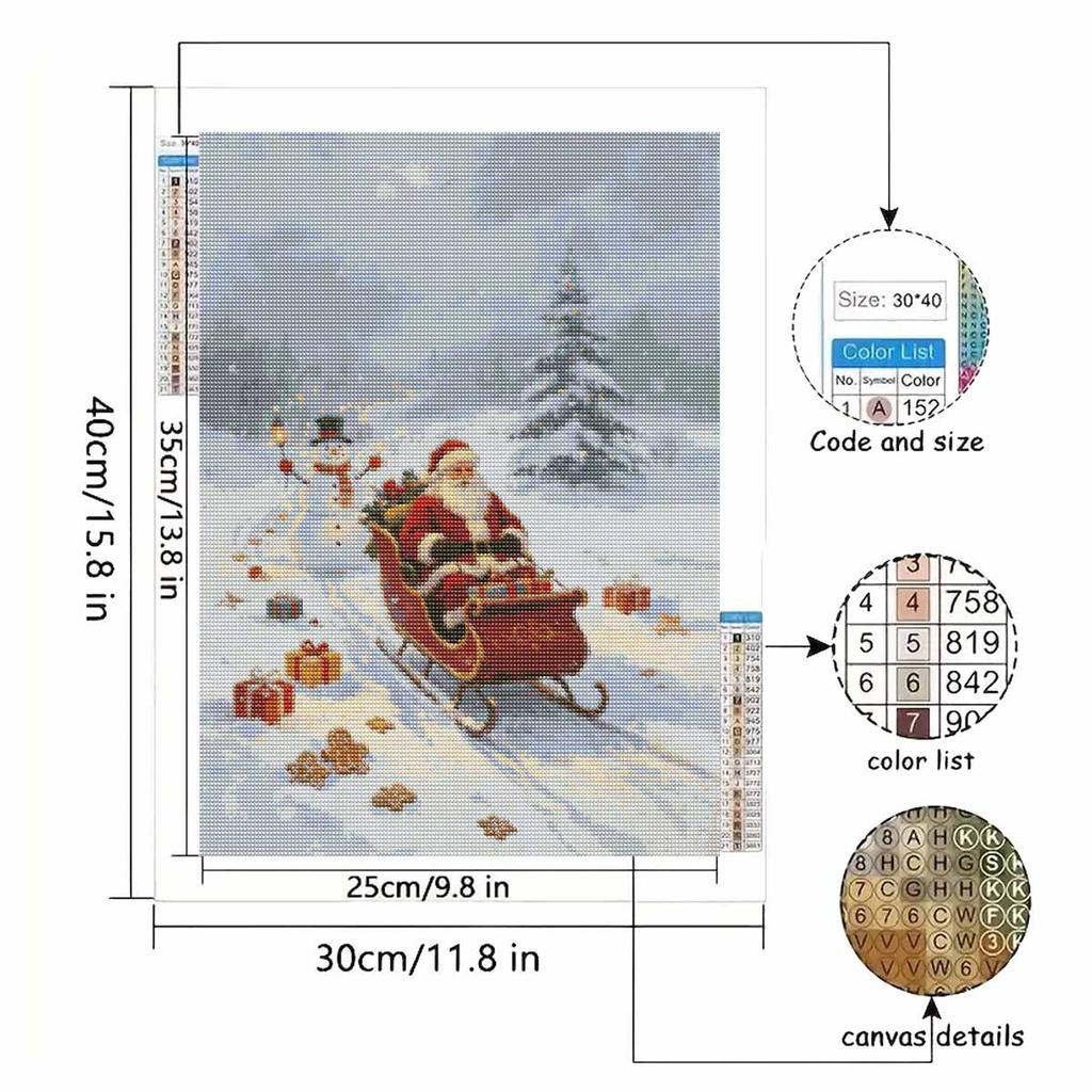 Christmas Diamond Painting Kit Santa Claus Sleigh Snowman Gifts Handmade Home Entertainment Decorative Painting