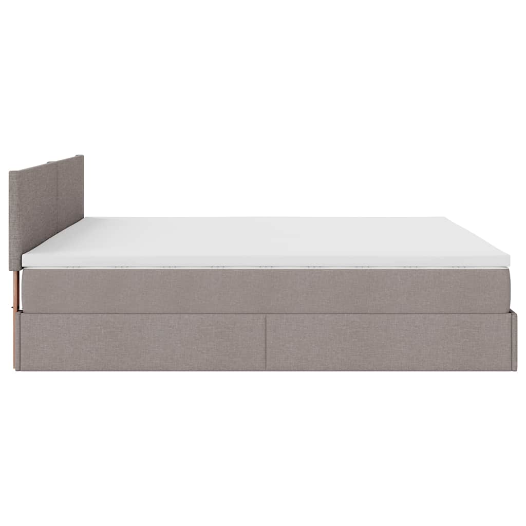 Ottoman Bed with Mattress Taupe 200x200 cm Fabric