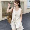 Women's Salt Style Sleeveless Shirt & Shorts Set - 2026 Summer Fashion, Loose & Slimming Design.