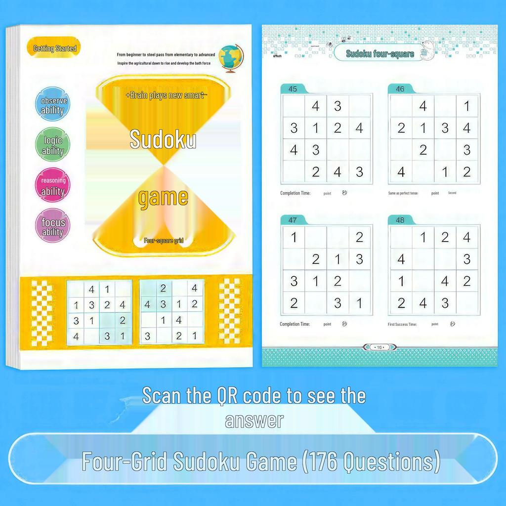 Children's Sudoku Notebook: 4x4 & 6x6 Grid Puzzle Book for Elementary Students – Focus Training Educational Toy