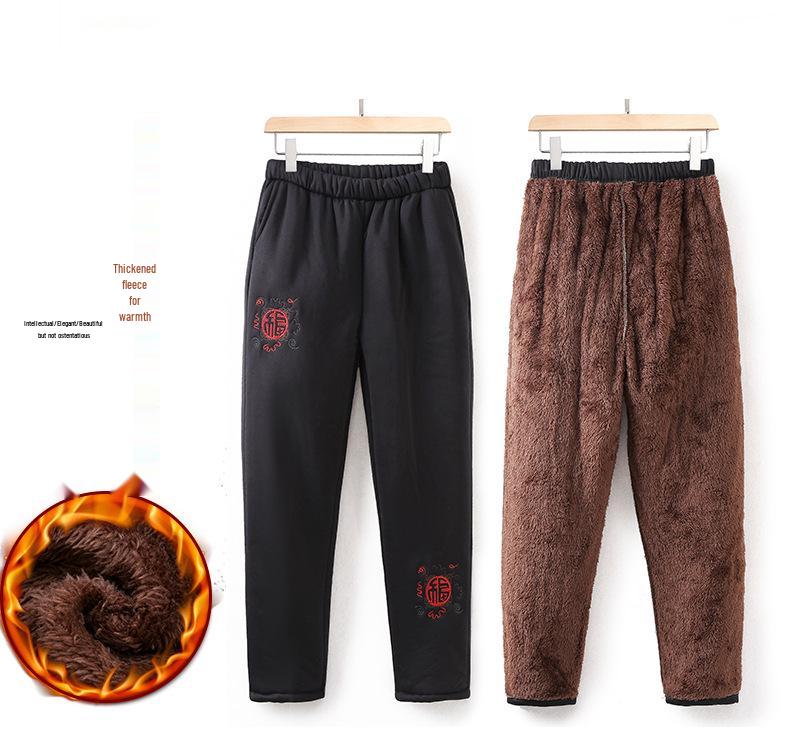 Women's Winter Lamb's Wool Pants: Warm, Loose-Fit, Plus Velvet for Middle-aged & Elderly