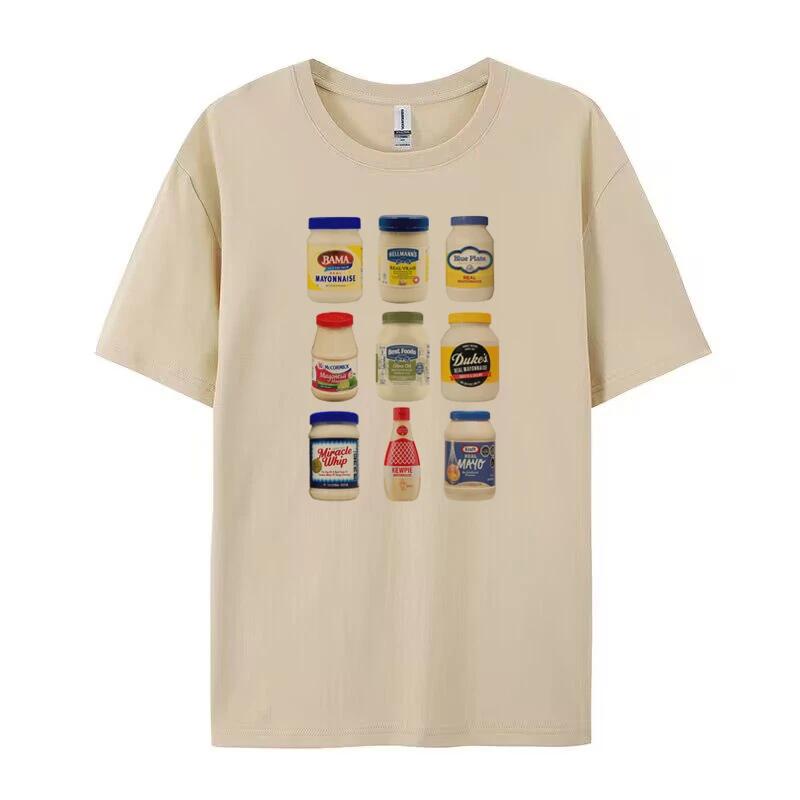 Women Mayonnaise Vintage T Shirt Cute Funny Mayo Lover TShirts Short Sleeve Foodie Tee Shirt Unisex Grunge Aesthetic Tops Gifts