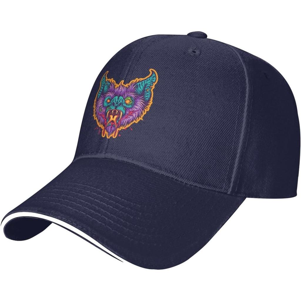 Fierce Bat Head Graphic Baseball Cap Polyester Adjustable Trucker Hat for Unisex Women Casual