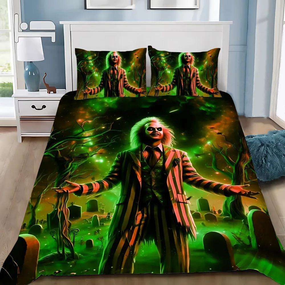 Duvet Cover Pillowcase Bedding Set Horror B-Beetlejuices Adult Boy Girl Bedroom Decoration Children Single Double Large Size