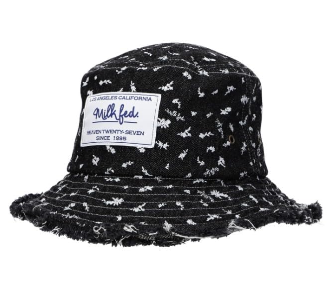 

[Milkfed] Шляпа ЦВЕТОЧНЫЙ УЗОР ДЖИНСОВАЯ БАХРОМА ШЛЯПА-ВЕДРО Женская ЧЕРНАЯ