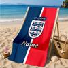 Custom Name Beach Towel England Heritage Crest Microfiber Beach Towel, Lightweight for Summer Travel, Swimming Pool Fan Birthday Gift