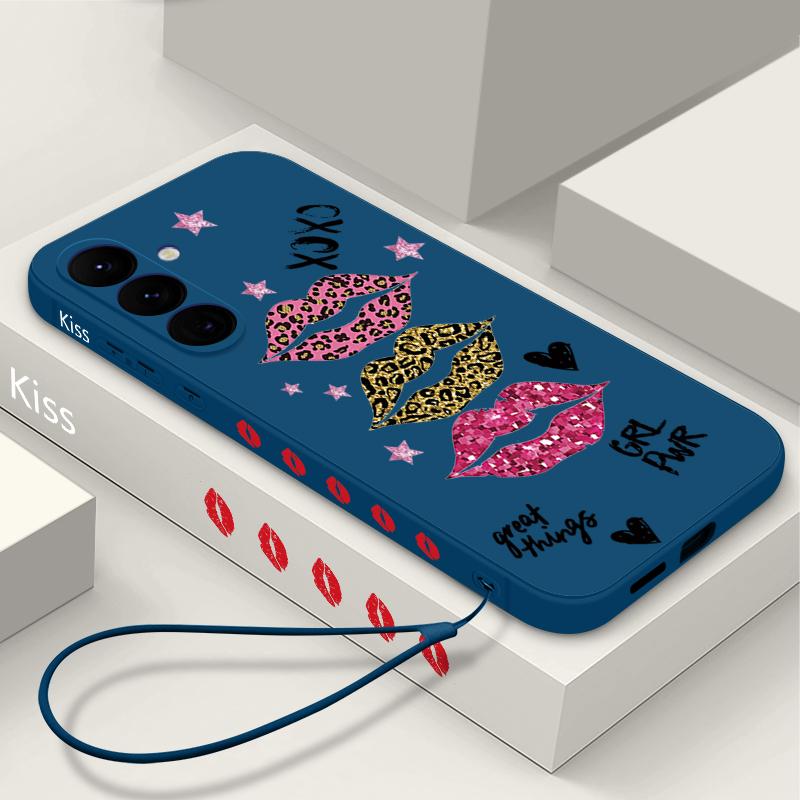 Coque Mode Motif Baisers Lèvres Pour Samsung Galaxy S26 S25 Ultra S24 S23 S22 Plus S21 FE A15 A16 A17 A35 A36 A54 A55 A56 5G Coque Souple