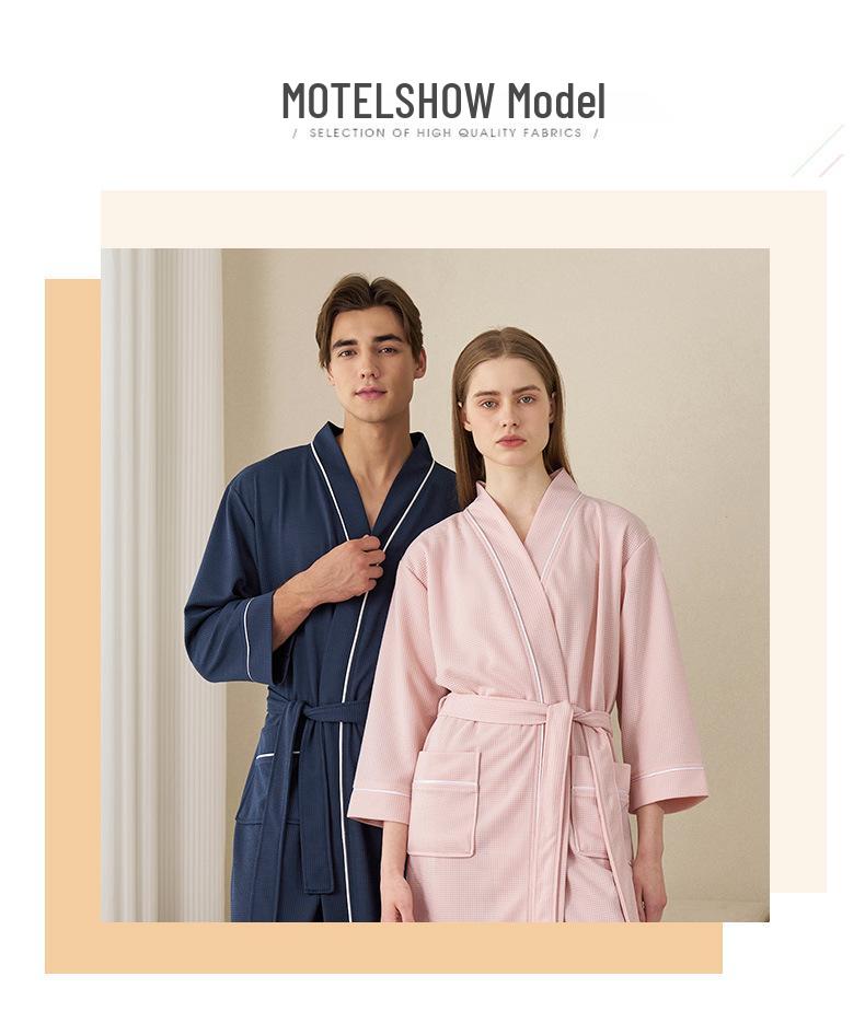 Accappatoi Waffle per Coppia Primavera/Estate: Pigiama Yukata Taglie Forti da Uomo e da Donna, Ampio, Assorbente, Traspirante per Tutte le Stagioni.