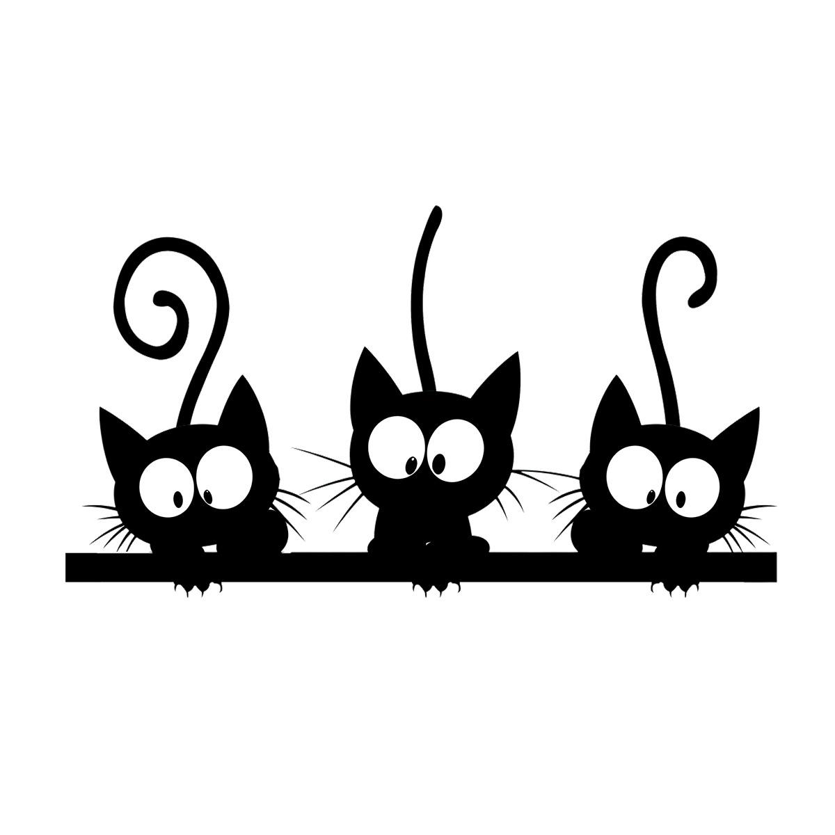 

Cute 3 Black Cat Wall Stickers Funny Cats Decals for Living Room Bedroom Kids Room Refrigerator Sink Suitcase Home Decor 20x30CM чёрный