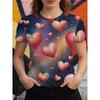 Beautiful Retro Colorful Creative 3D Printed Short Sleeved T-shirt Fashionable Comfortable Soft Breathable Large Loose Womens T-shirt